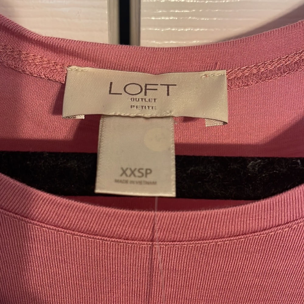NWT LOFT sleeveless pink chiffon hem tunic tank top size XXSP - Picture 3 of 7